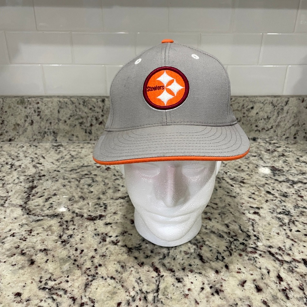 Pittsburgh Steelers Reebok RBX KOLORS NFL Fitted Hat Gray Orange Size 7 3/8 Cap
